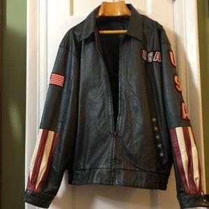 leather americana mans jacket 3xl black
